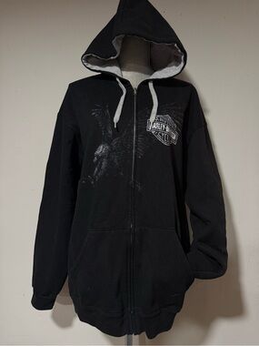 Harley-Davidson Black Hoodie with Grey Hood Lining